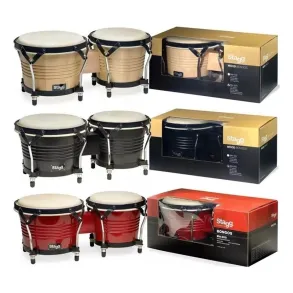 Bongoe Stagg Latino de madera 6.5" y 7.5" BW200 Negro