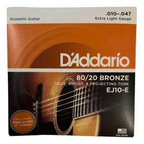 Encordado Daddario Ej10-e Extra Light Gauge Bronze 1ra Extra