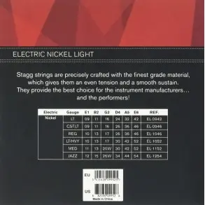 Encordado Para Guitarra Eléctrica Stagg | 009 - 042 | Nickel Light