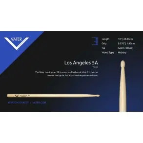 Palillos Hickory Vater 5A Punta Madera Vh5aw