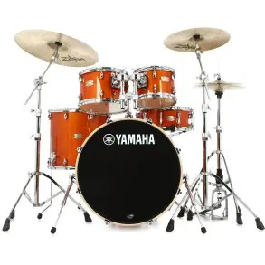 Batería Acústica Yamaha Stage Custom De 5 Cuerpos Con Bombo De 20 | Color Honey Amber | SBP0F5HA