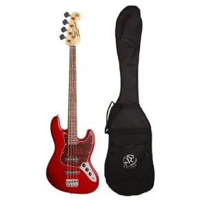 Bajo Eléctrico SX Jazz Bass 4 Cuerdas Rojo Candy Apple + Funda