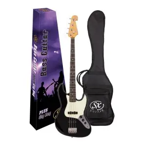 Bajo Eléctrico SX Vintage Series Jazz Bass 4 Cuerdas Negro + Funda y Cable