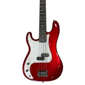 Pack Bajo Eléctrico Zurdo Leonard Precision 4 Cuerdas Rojo Metalizado + Amplificador + Accesorios
