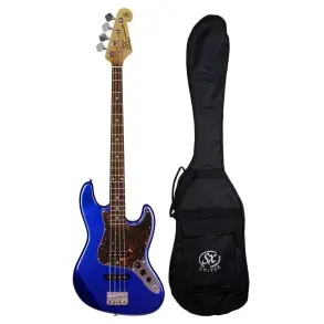Bajo Eléctrico SX Jazz Bass 4 Cuerdas Azul Eléctrico + Funda