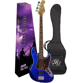 Bajo Eléctrico SX Jazz Bass 4 Cuerdas Azul Eléctrico + Funda