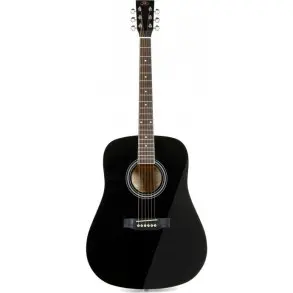 Guitarra Acustica Dreadnought Tapa Tilo Black Brillante