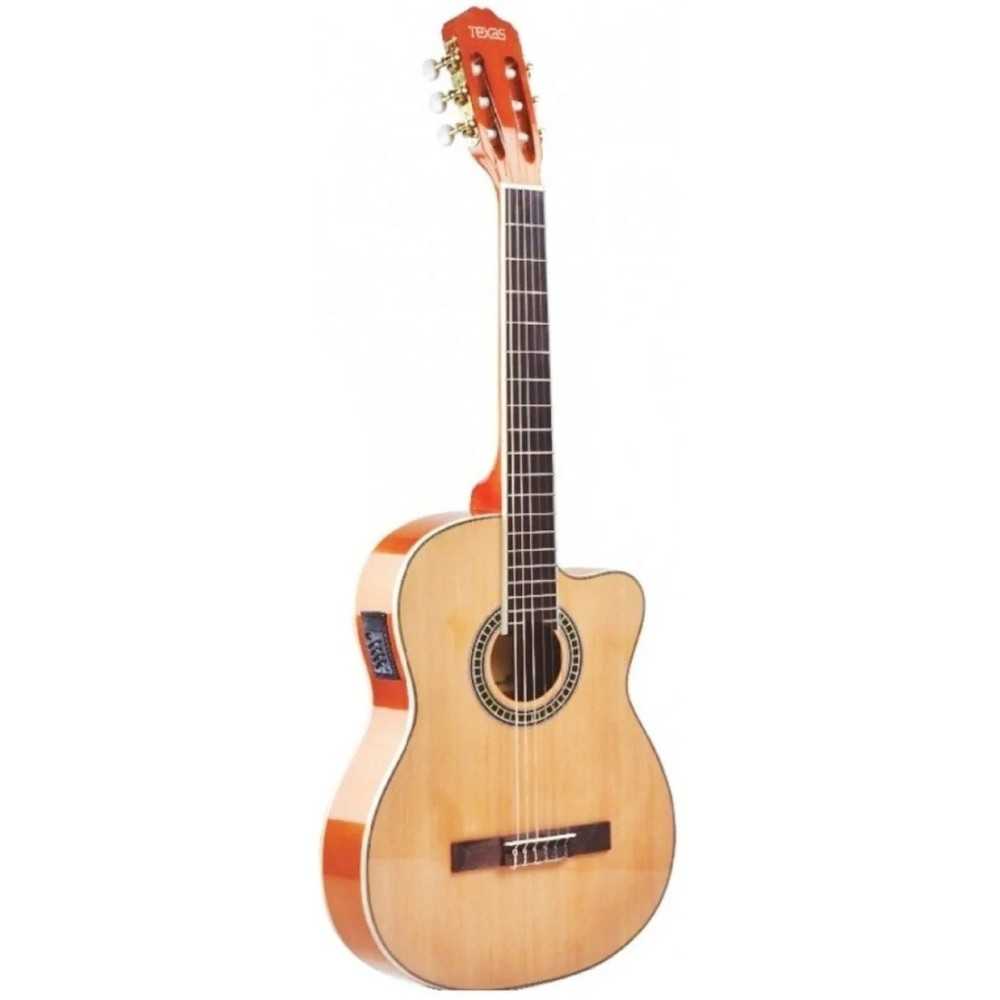 Guitarra Texas Clasica electroacustica 4 bandas EQ CG30-7545-NAT TEX Funda acolchada Natural