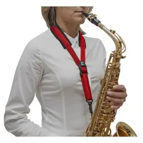 Correa Bg Saxo Alto-Tenor Con Gancho Plastico Snap Y Alcochado Algodon-Large Color Rojo
