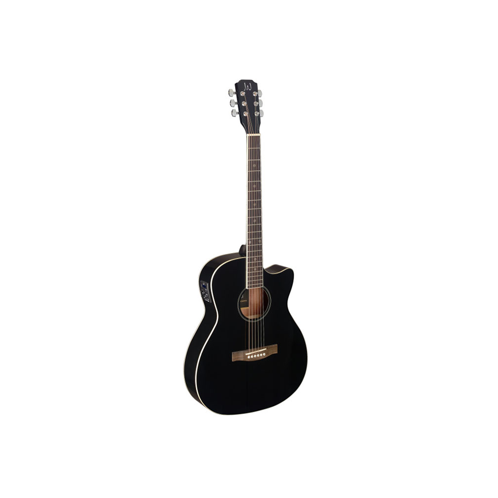Guitarra Stagg Electroacustica Con Corte-Tapa De Pino Maciza-Clav. Blindadas Eq 5 Bandas-Color Negra