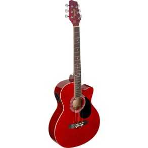 Guitarra Electroacustica Stagg Con Corte-Eq 5 Con Afinador-Color Rojo
