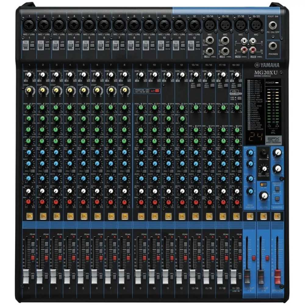 Mixer 20 Canales Yamaha MG20XU con USB y Efectos