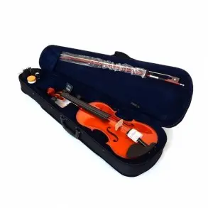 Violin 4/4 Tapa Maciza con Estuche y Accesorios Color Marron