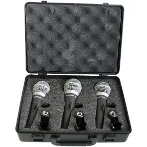 Pack de 3 Micrófonos Dinámicos Samson Q-6CL3P com Estuche