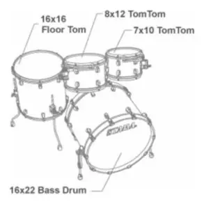 Bateria Tama Starclassic Maple 4 Cuerpos Bombo 22 Turquoise