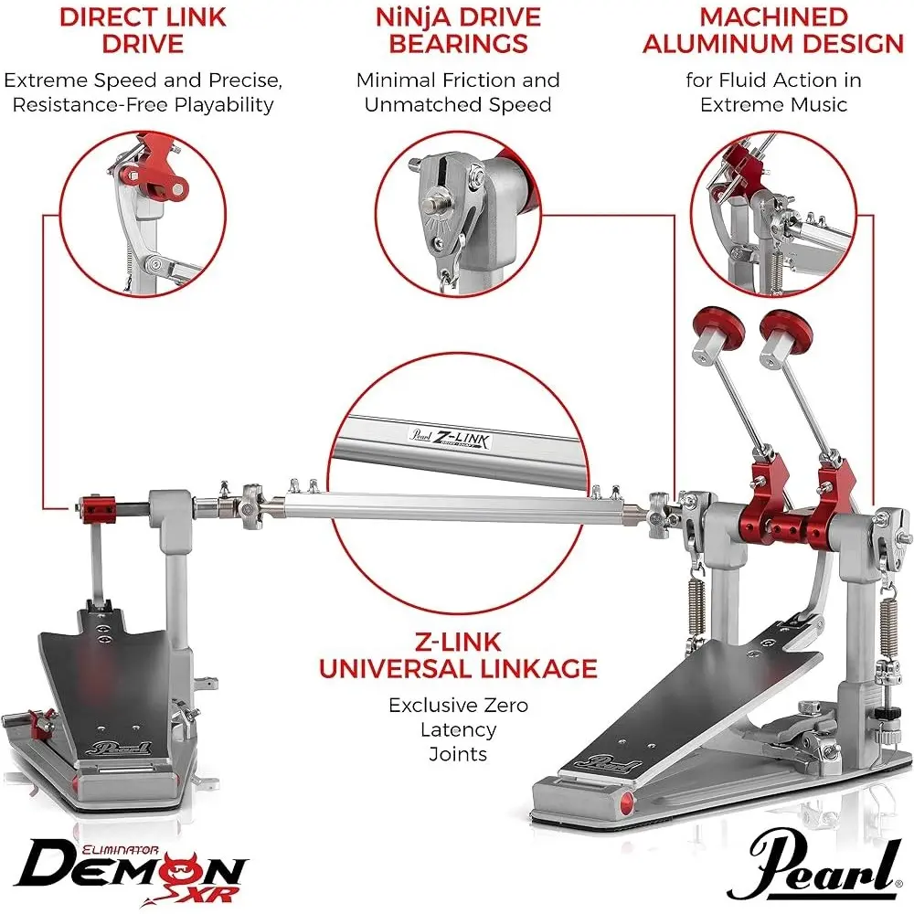 Doble Pedal De Bombo Pearl Demon Drive XR Con Transmisión Directa Power Shifter