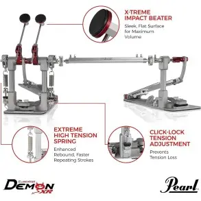 Doble Pedal De Bombo Pearl Demon Drive XR Con Transmisión Directa Power Shifter