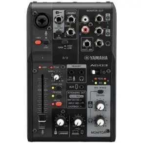 Consola Mixer Yamaha Streaming Usb 3 Canales Interfaz AG03 Black