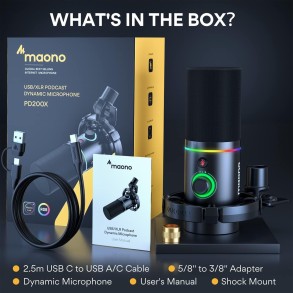 Micrófono  Dinámico  Cardioide  XLR USB Streaming Maono PD200X