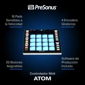 Controlador Midi Presonus Atom 16 Pads 4 Encoders Usb
