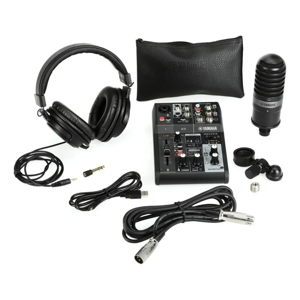 Pack Live Streaming Yamaha AG03MK2BLSPK Mixer Microfono Auriculares