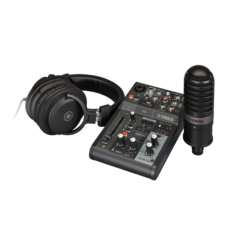 Pack Live Streaming Yamaha AG03MK2BLSPK Mixer Microfono Auriculares