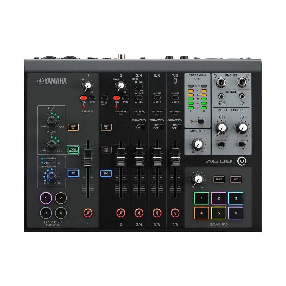 Mixer Yamaha AG08B Streaming Consola 8 Canales USB