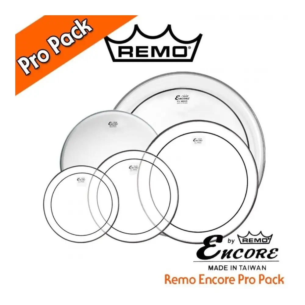 Remo Asia PROPACK PINSTRIPE CLEAR 12"-13"-16" + Powerstroke 3 22" + Ambassador Arenado 14" Parche