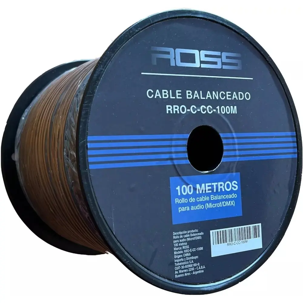 Rollo De Cable Para Microfono Ross x 100 Metros RRO-C-CC-100M