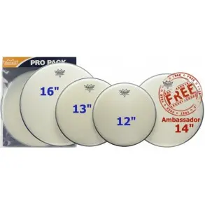 Remo PROPACK AMBASSADOR COATED 12", 13", 16" + GRATIS AMBASSADOR COATED DE 14" Parches