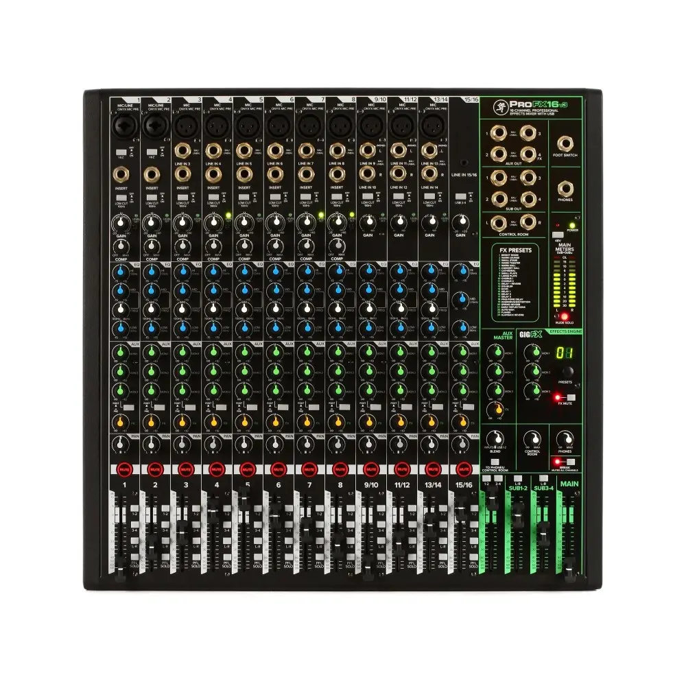 Mixer Mackie ProFX16v3 de 16 canales con USB FX