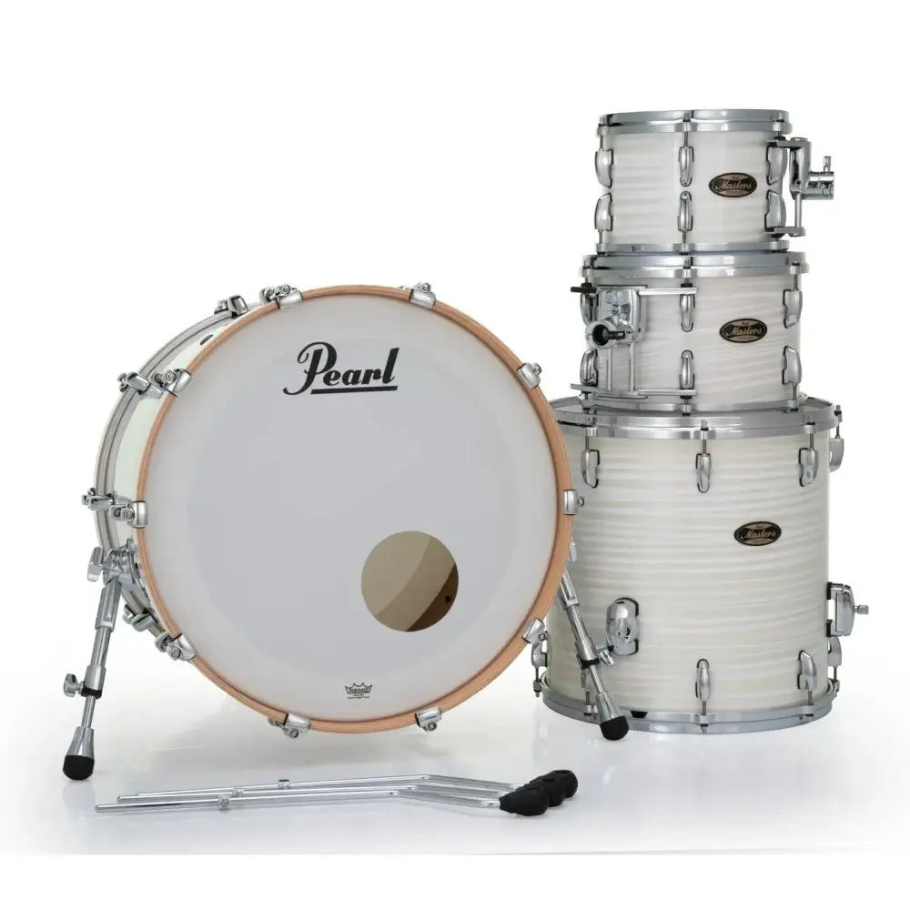 Bateria Pearl Master Maple Gum 4 De Cuerpos Con Bombo De 22 Color White Ice Swirl