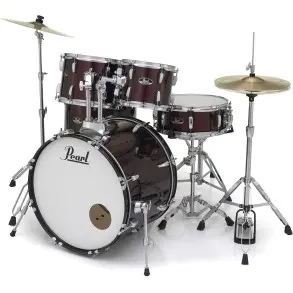 Bateria Pearl Roadshow 5 Cuerpos Fierros + Platillos Red Wine