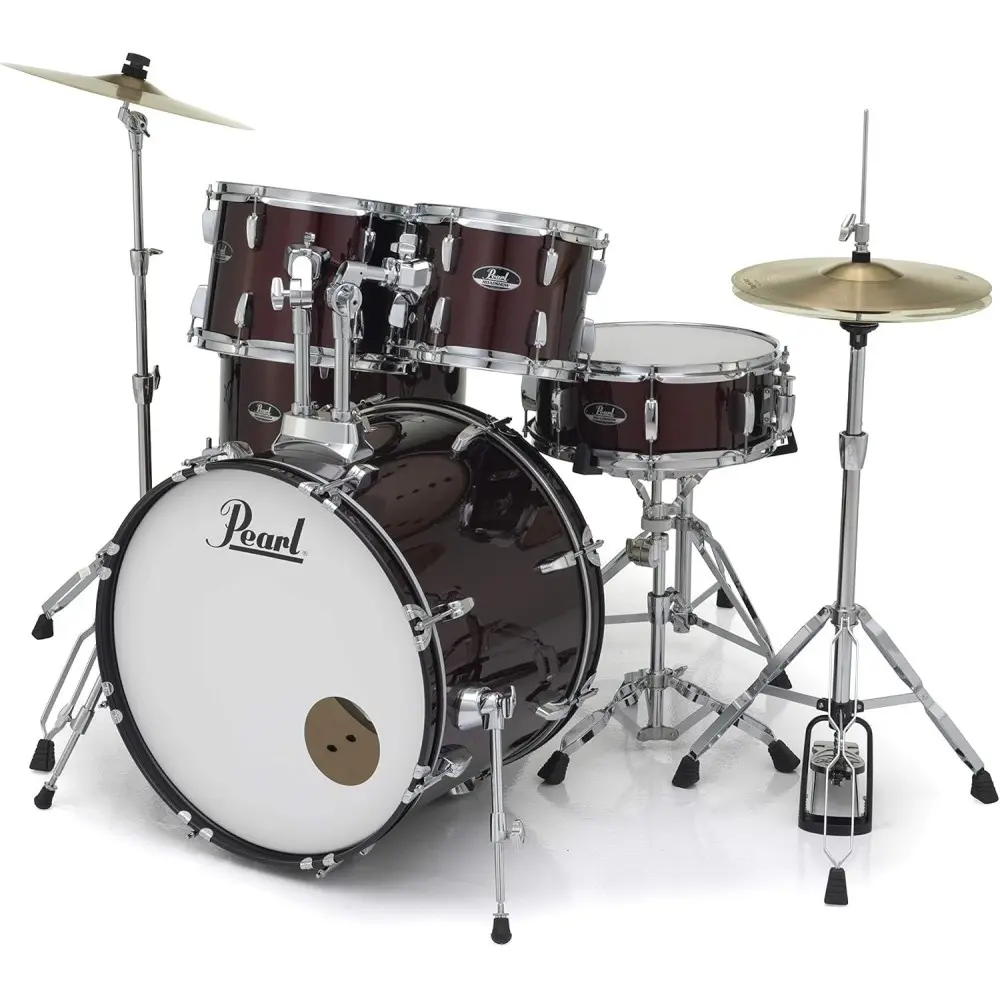 Bateria Pearl Roadshow 5 Cuerpos Fierros + Platillos Red Wine