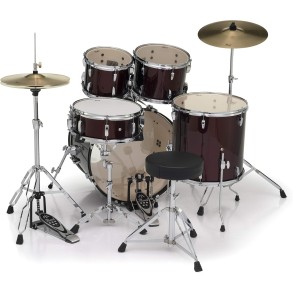 Bateria Pearl Roadshow 5 Cuerpos Bombo 22 Fierros + Platillos Red Wine