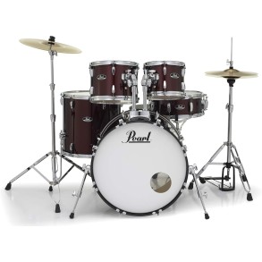 Bateria Pearl Roadshow 5 Cuerpos Bombo 22 Fierros + Platillos Red Wine