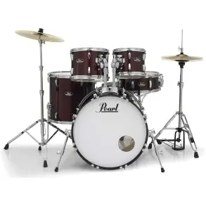 Bateria Pearl Roadshow 5 Cuerpos Fierros + Platillos Red Wine