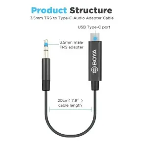 Cable Adaptador Usb-c A Miniplug Trs Macho Boya By-k2