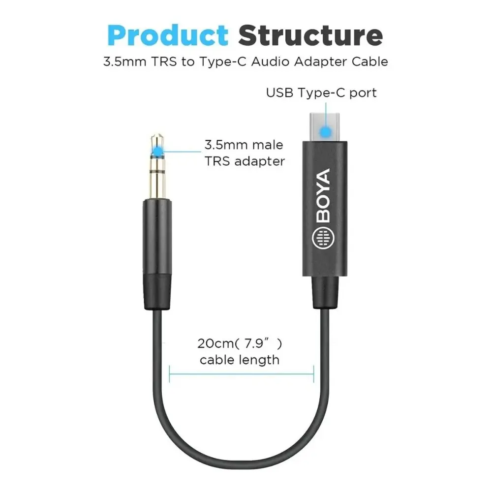 Cable Adaptador Usb-c A Miniplug Trs Macho Boya By-k2