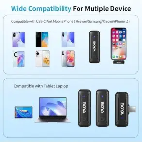 Microfono Inalambrico Doble Corbatero Boya By-wm3t-u2 Usb-c