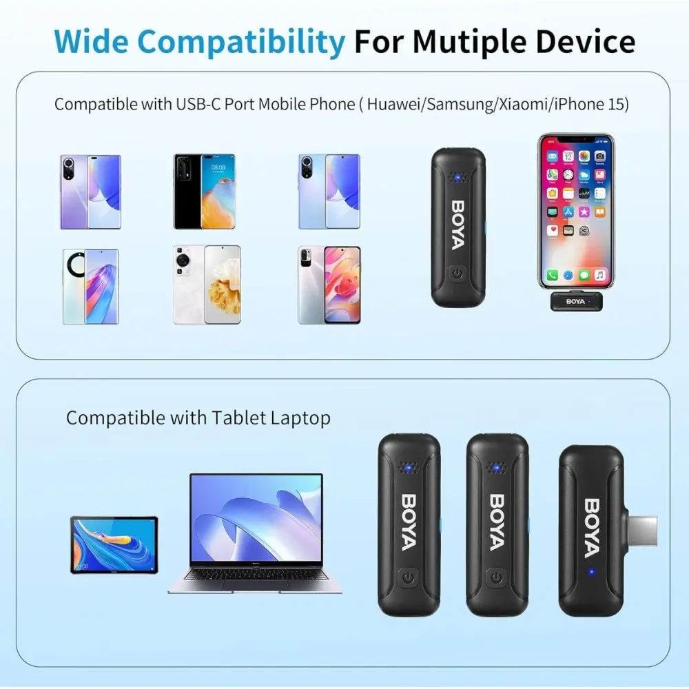 Microfono Inalambrico Doble Corbatero Boya By-wm3t-u2 Usb-c