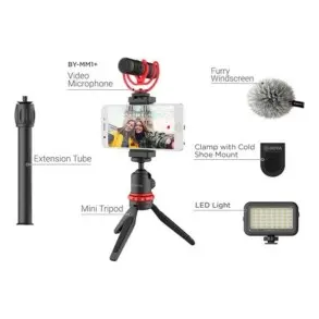 Microfono Boya By-vg350 Kit Streaming Vlog Tripode + Luz Led