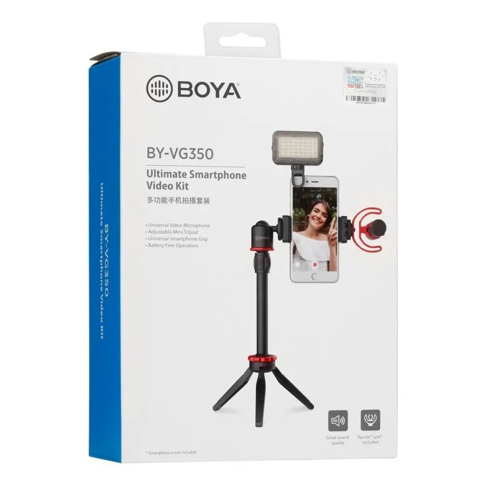 Microfono Boya By-vg350 Kit Streaming Vlog Tripode + Luz Led