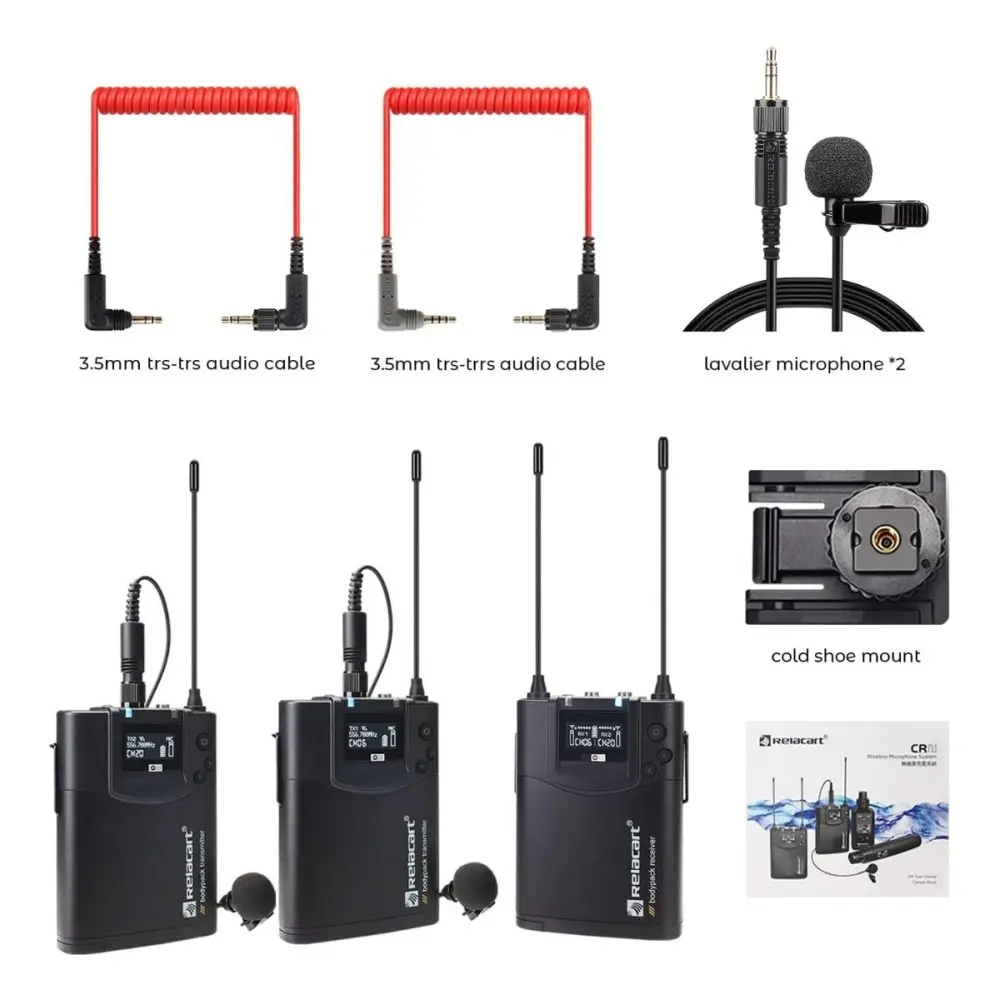 Microfono Inalambrico Relacart Cr2 Corbatero Doble Emisor