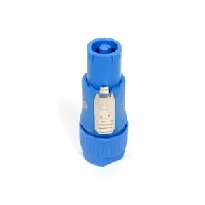 Conector powercon a cable c/ traba (azul)