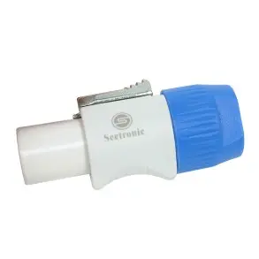 Conector powercon a cable c/ traba (Blanca)