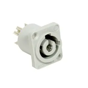 Conector powercon macho p/ chasis BLANCO (Cuadrado)