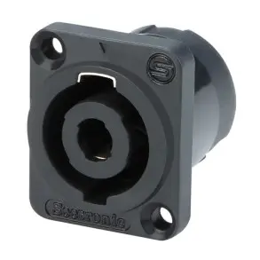 Conector Speakon 4 contactos macho p/ chasis (Cuadrado)
