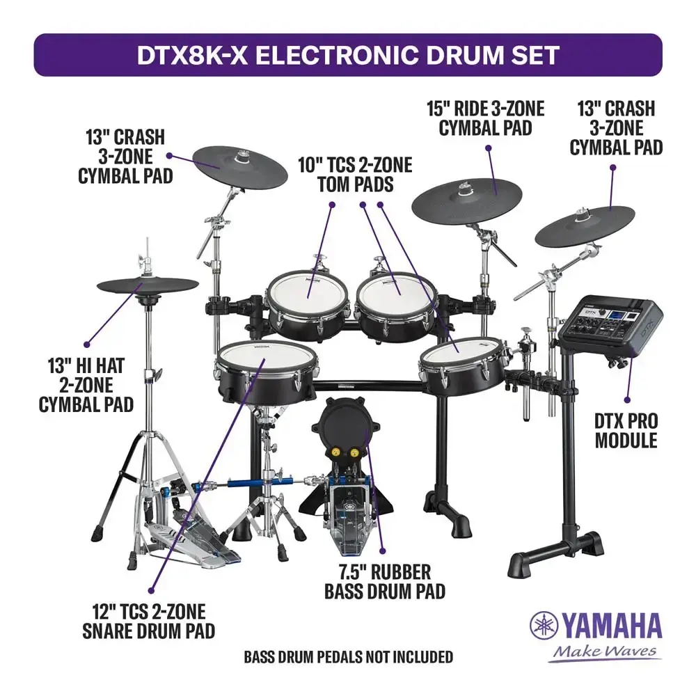 Bateria Yamaha DTX 8 KXBF Electronica Parches TCS (DTXPRO + DTC8 + DTP8X + RS8)