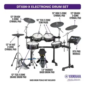 Bateria Electronica Yamaha DTX8KMRW con parches Mesh REMO (DTXPRO + DTC8 + DTP8M + RS8)